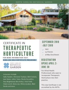 Flyer for Certificate in Therapeutic Horticulture instruction